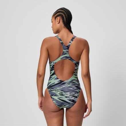 Women's Hyperboom Printed Medalist Swimsuit Green