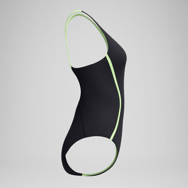 Women's Medalist Solid Splice Swimsuit Black/Green