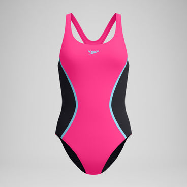 Women's Medalist Solid Splice Swimsuit Pink