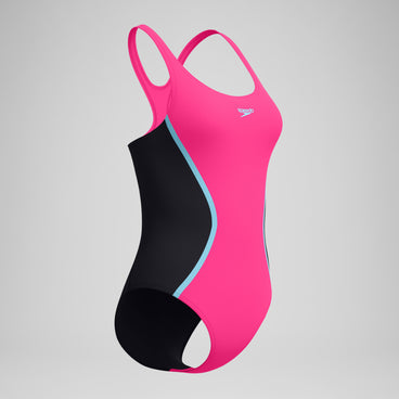 Women's Medalist Solid Splice Swimsuit Pink