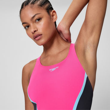 Women's Medalist Solid Splice Swimsuit Pink
