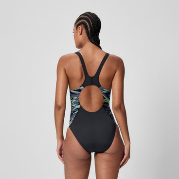 Women's Hyperboom Splice Muscleback Swimsuit Black/Green