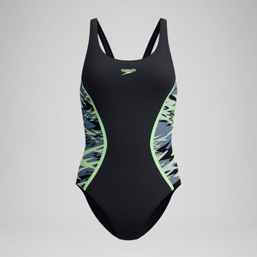 Women's Hyperboom Splice Muscleback Swimsuit Black/Green
