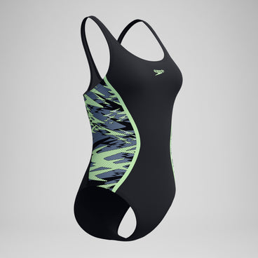 Women's Hyperboom Splice Muscleback Swimsuit Black/Green
