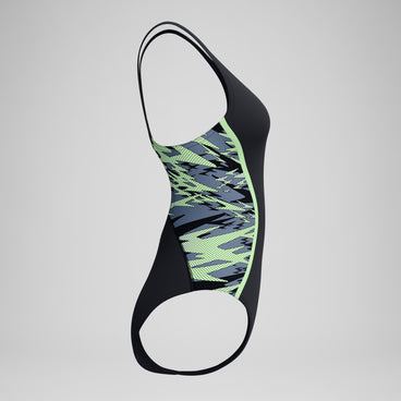 Women's Hyperboom Splice Muscleback Swimsuit Black/Green