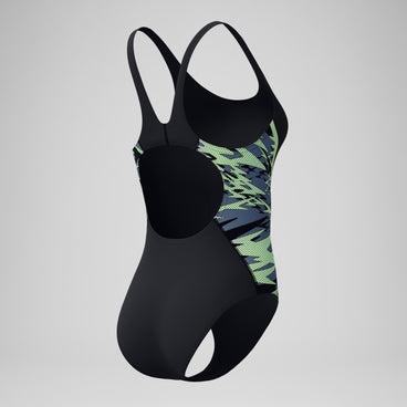 Women's Hyperboom Splice Muscleback Swimsuit Black/Green