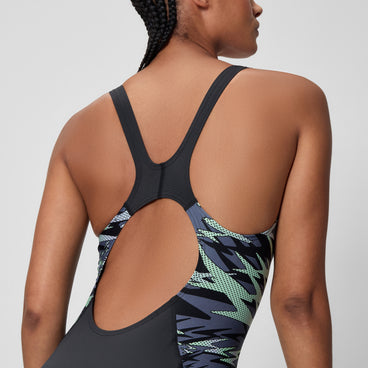 Women's Hyperboom Splice Muscleback Swimsuit Black/Green