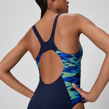 Women's Hyperboom Splice Muscleback Swimsuit Navy/Blue