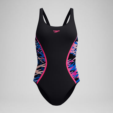 Women's Hyperboom Splice Muscleback Swimsuit Black/Pink