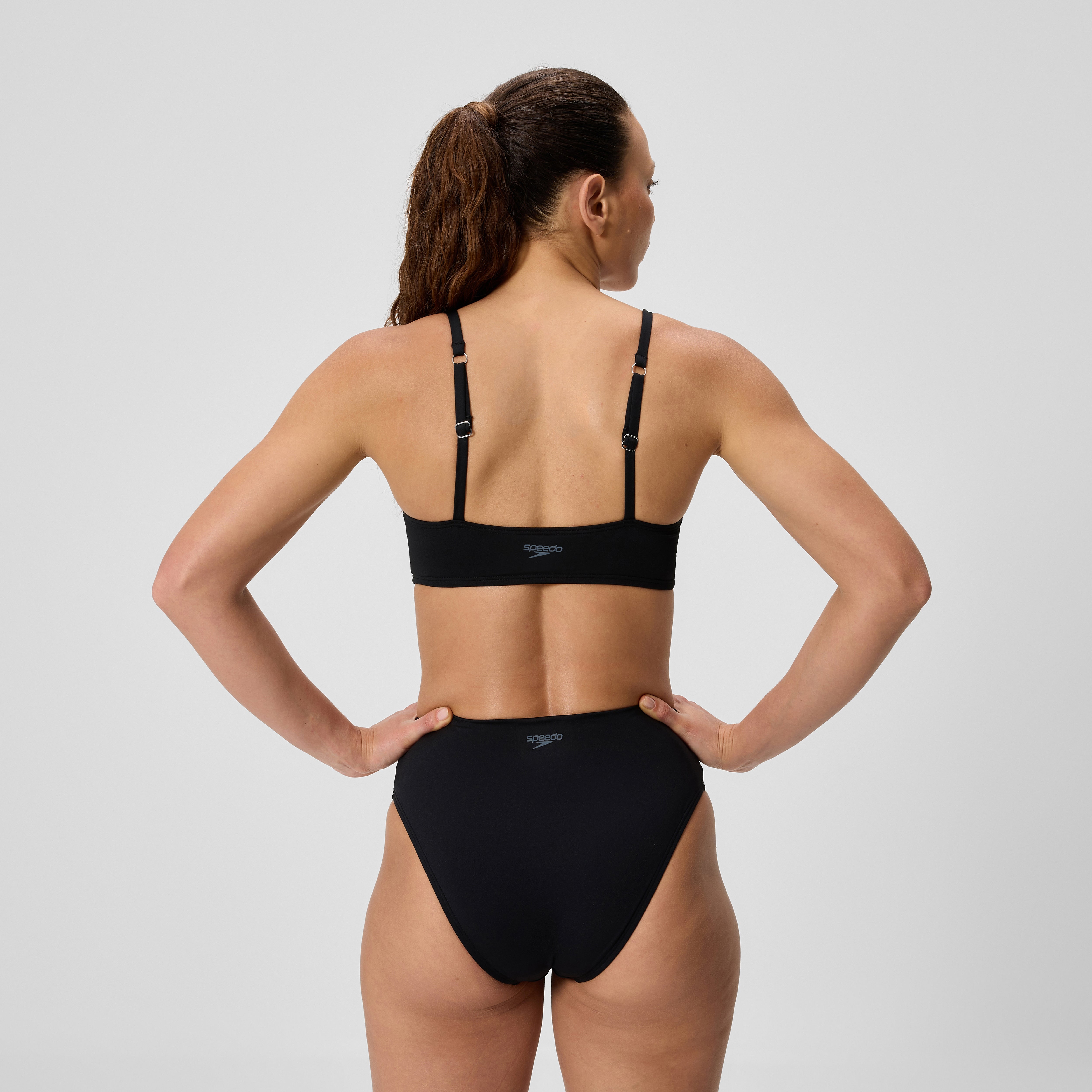 Women's Solid Triangle Bikini Top Black | Speedo