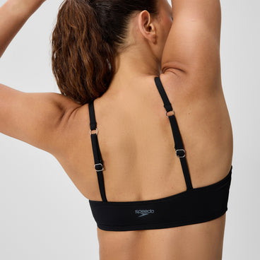 Women's Solid Triangle Bikini Top Black