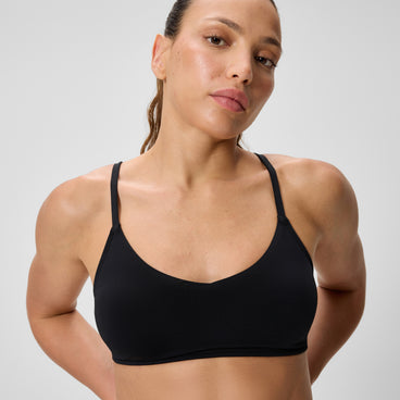 Women's Solid Triangle Bikini Top Black