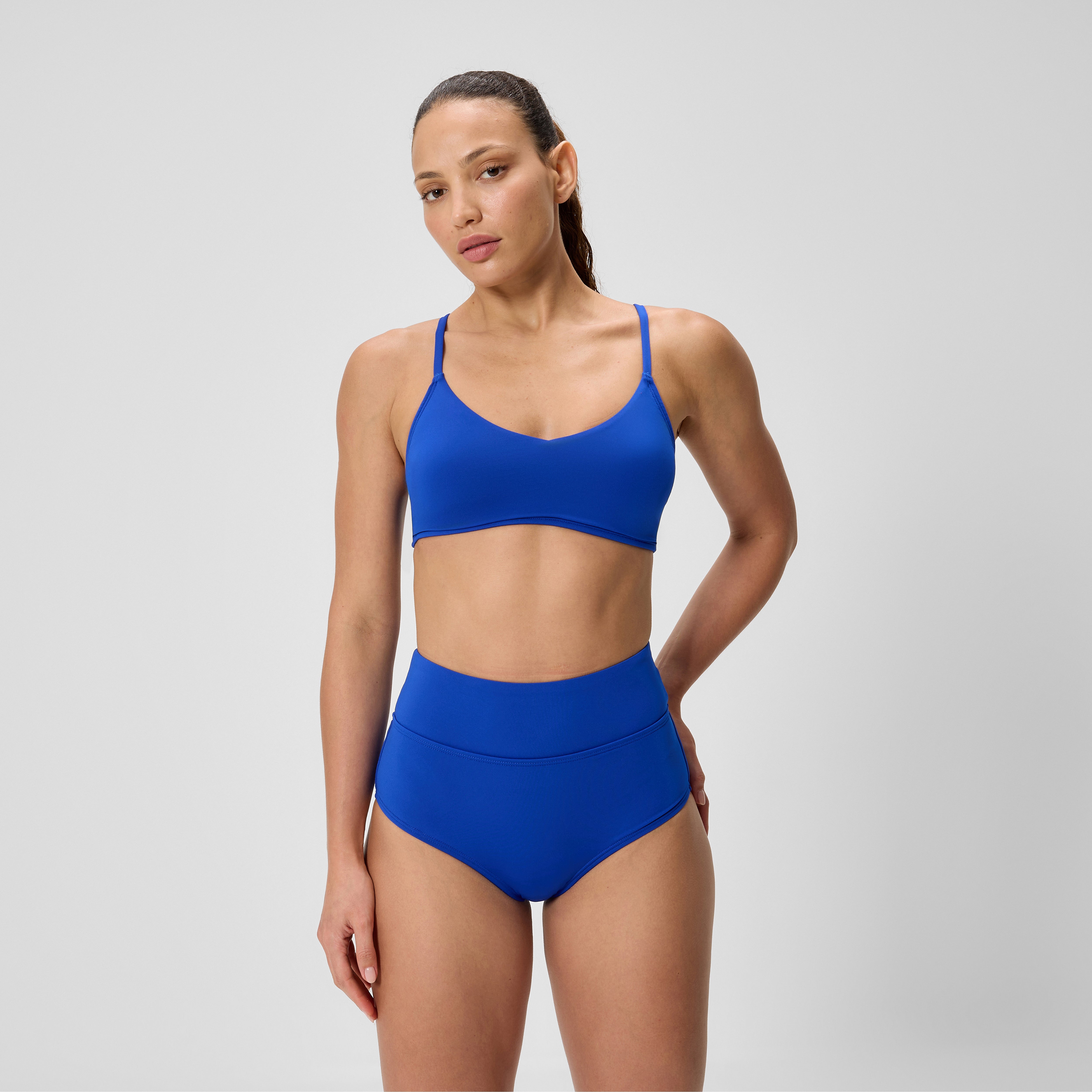 Women's Solid Triangle Bikini Top Blue | Speedo
