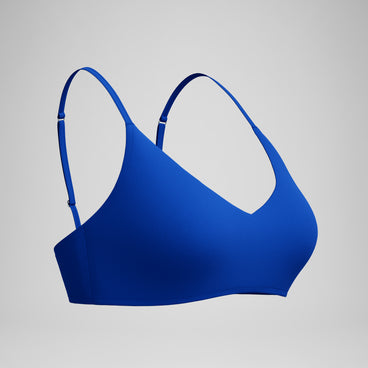 Women's Solid Triangle Bikini Top Blue