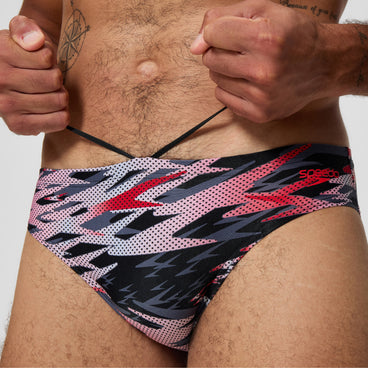 Men's Hyperboom Printed Brief Black/Red
