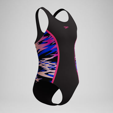 Girls Hyperboom Splice Muscleback Swimsuit Black/Pink