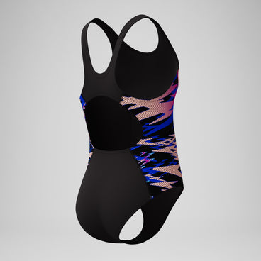 Girls Hyperboom Splice Muscleback Swimsuit Black/Pink