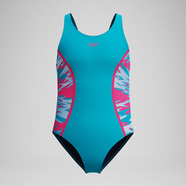 Girls Hyperboom Splice Muscleback Swimsuit Blue/Pink