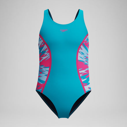 Girls Hyperboom Splice Muscleback Swimsuit Blue/Pink