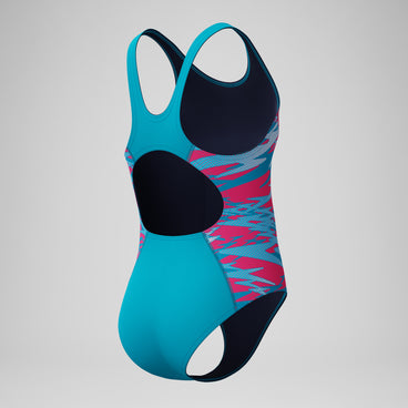 Girls Hyperboom Splice Muscleback Swimsuit Blue/Pink