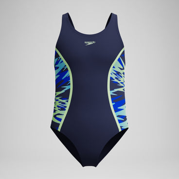 Girls Hyperboom Splice Muscleback Swimsuit Navy/Blue