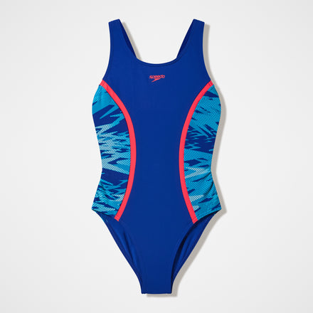 Girls Hyperboom Splice Muscleback Swimsuit Navy