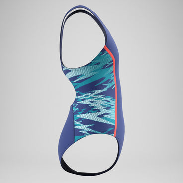 Girls Hyperboom Splice Muscleback Swimsuit Navy