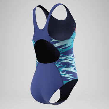 Girls Hyperboom Splice Muscleback Swimsuit Navy