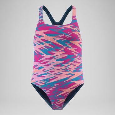 Girls Hyperboom Printed Medalist Swimsuit Blue/Pink