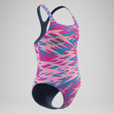 Girls Hyperboom Printed Medalist Swimsuit Blue/Pink