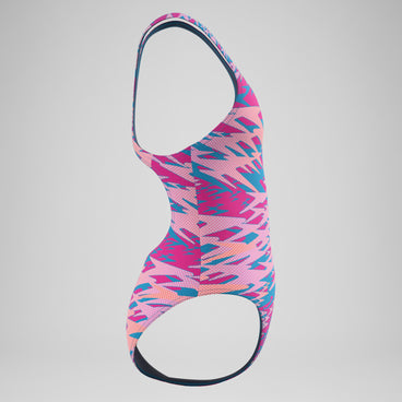 Girls Hyperboom Printed Medalist Swimsuit Blue/Pink