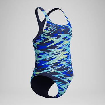 Girls Hyperboom Printed Medalist Swimsuit Blue/Green