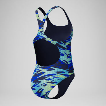 Girls Hyperboom Printed Medalist Swimsuit Blue/Green