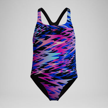 Girls Hyperboom Printed Medalist Swimsuit Black