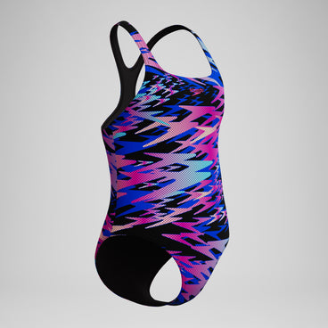 Girls Hyperboom Printed Medalist Swimsuit Black