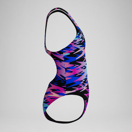 Girls Hyperboom Printed Medalist Swimsuit Black