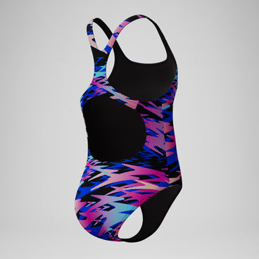 Girls Hyperboom Printed Medalist Swimsuit Black