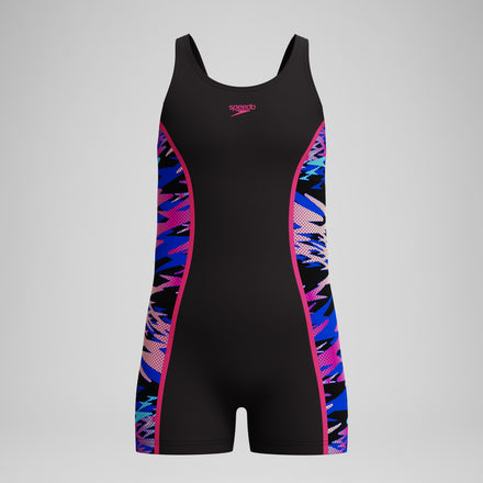 Girls Hyperboom Splice Muscleback Legsuit Black/Pink