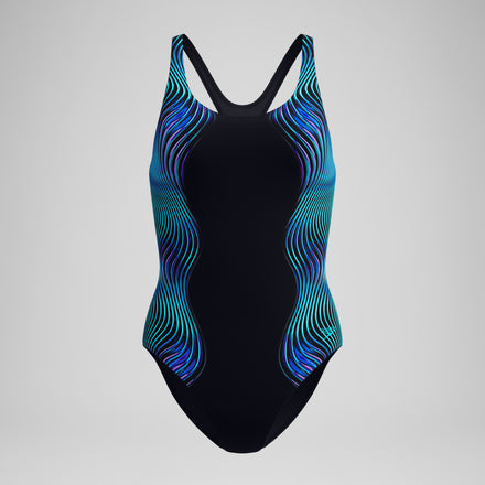 Women's Medalist Printed Medalist Swimsuit Black/Blue