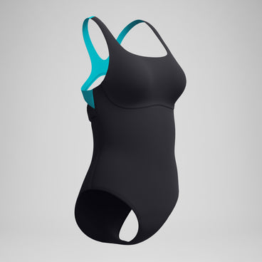 Women's Solid Flex Band Swimsuit Black/Turquoise
