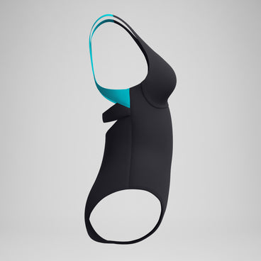 Women's Solid Flex Band Swimsuit Black/Turquoise
