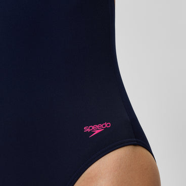 Women's Solid Flex Band Swimsuit Navy/Pink
