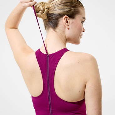 Women's Racerback Zip Swimsuit Dark Pink