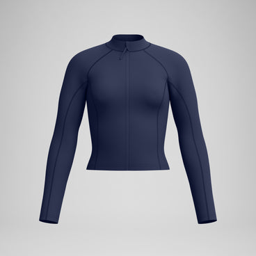 Women's Solid Long Sleeve Zip Rashguard Navy