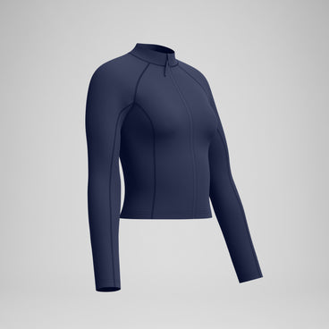 Women's Solid Long Sleeve Zip Rashguard Navy