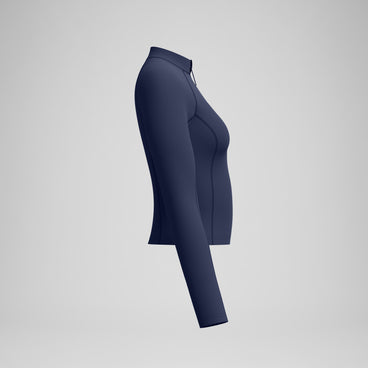 Women's Solid Long Sleeve Zip Rashguard Navy