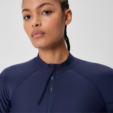 Women's Solid Long Sleeve Zip Rashguard Navy
