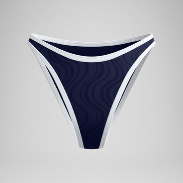 Women's Jetstream Texture Scoop Bikini Bottom Navy/White
