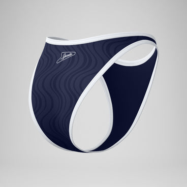 Women's Jetstream Texture Scoop Bikini Bottom Navy/White