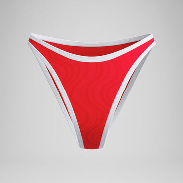 Women's Jetstream Texture Scoop Bikini Bottom Red/White